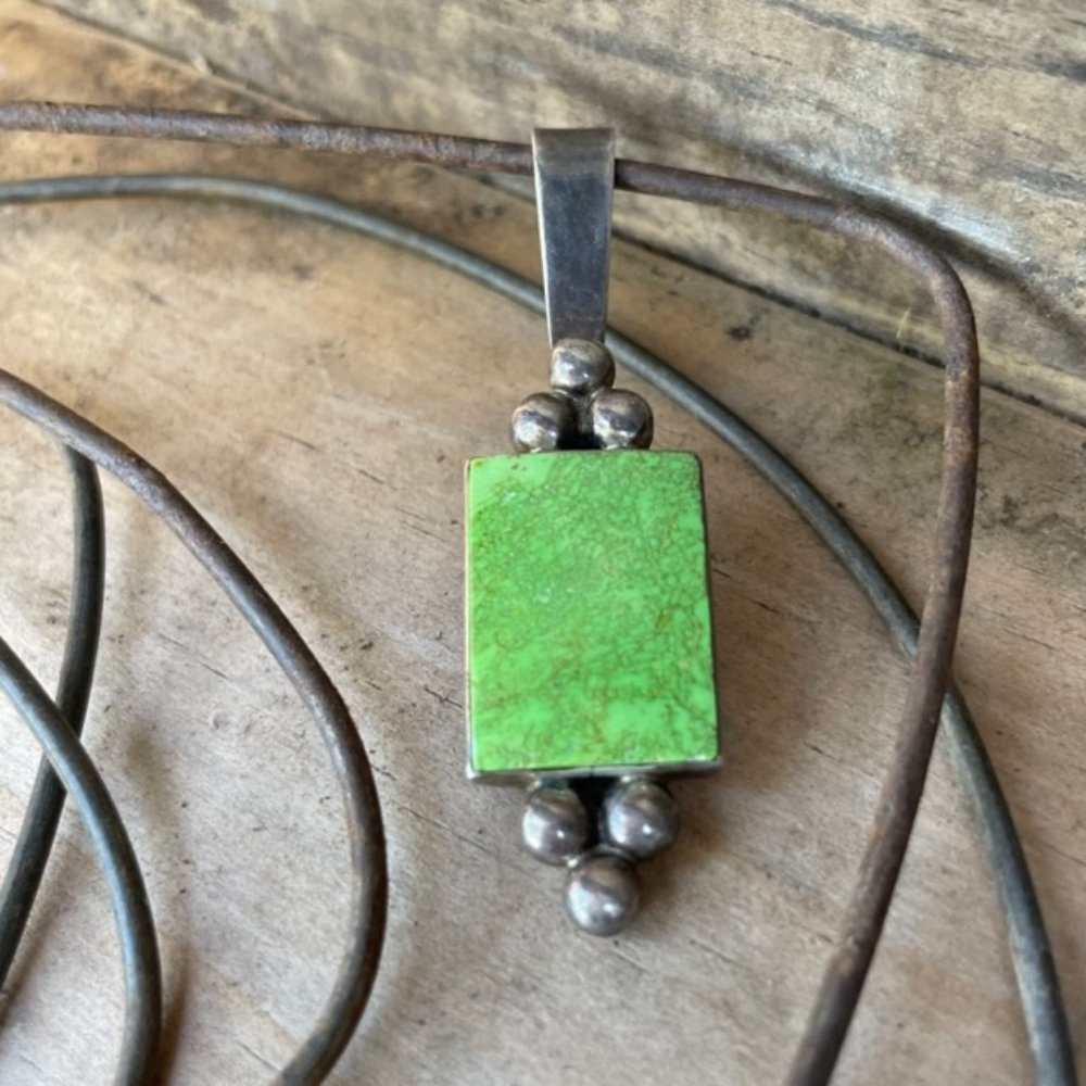 RARE Vintage Pendant A.Cadman Gaspeite & Sterling Silver